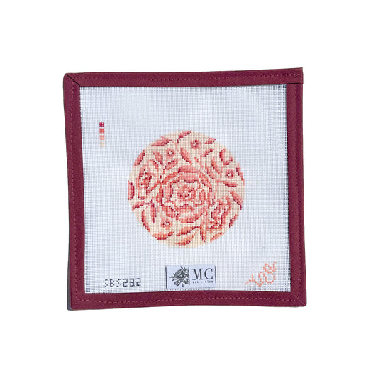 Camelia in Blush 4" Round Needlepoint Canvas