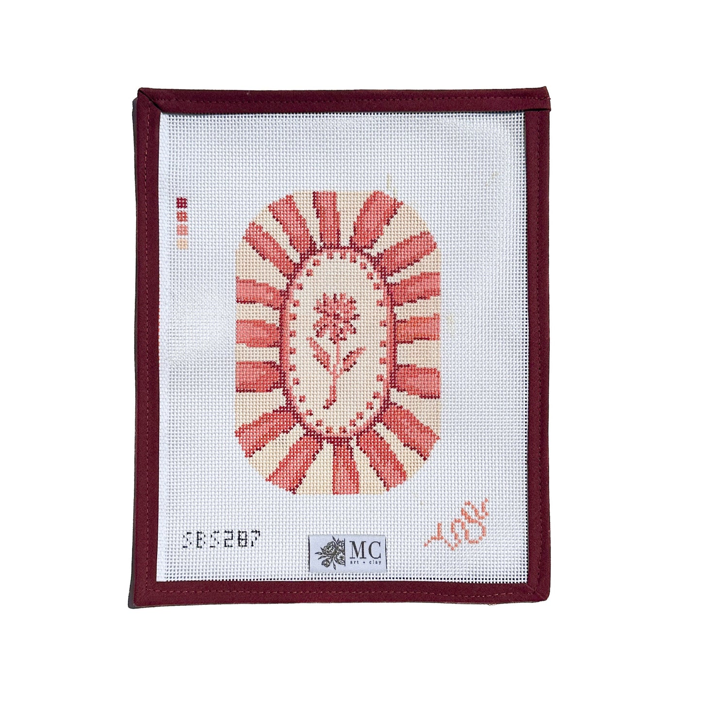 Daisy Rays in Blush Needlepoint Canvas
