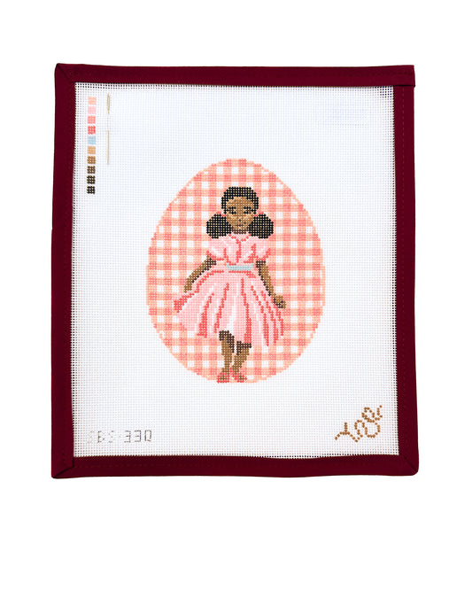 Easter Egg Needlepoint Canvas - Girl in Easter Sunday Best