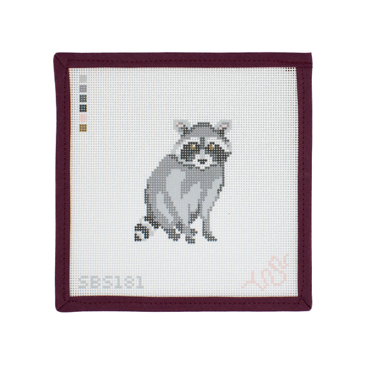 Baby Raccoon Hand Painted Needlepoint Canvas