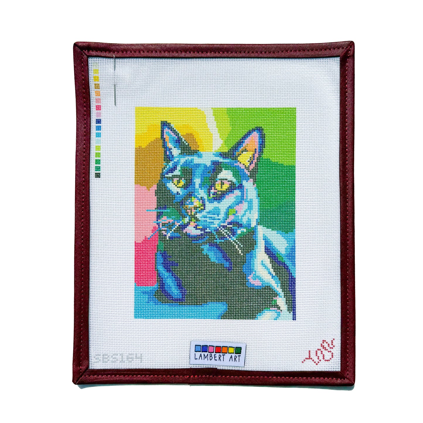 Lambert Art Black Cat Portrait Hand Painted Needlepoint Canvas