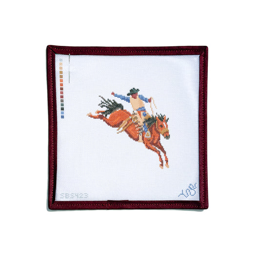Black Rodeo Bronc Rider Needlepoint Canvas