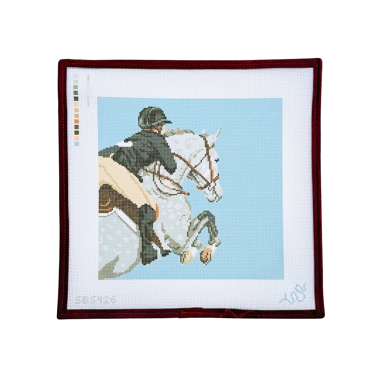 Show Jumping Pillow Size Needlepoint Canvas