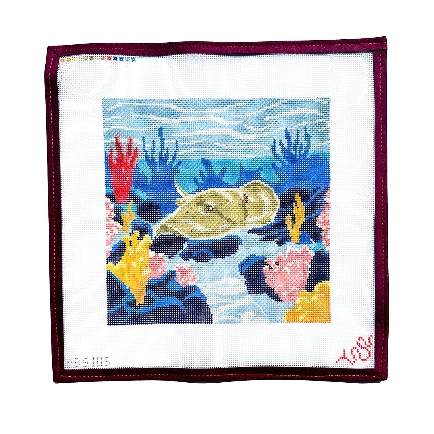 Stingray and Ocean Scene Hand Painted Needlepoint Canvas