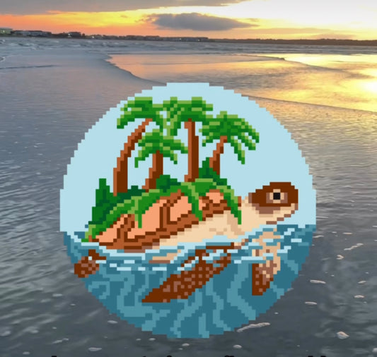 Turtle Island 4" Round Needlepoint CHART - Instant Download