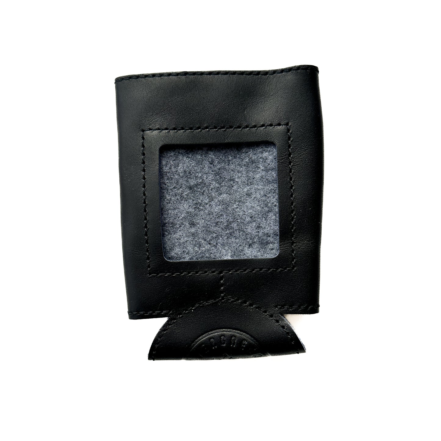 Self Finishing Leather Can Cozy by Evergreen Needlepoint  - Black