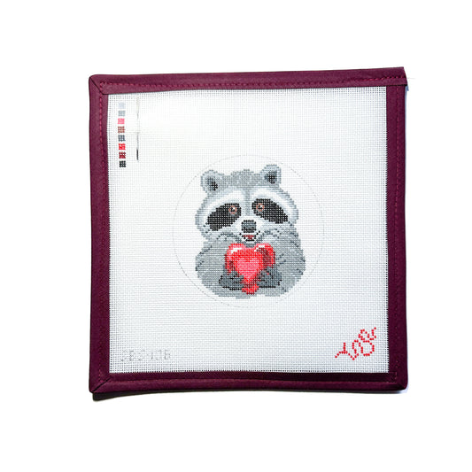 Valentine's Day Raccoon Needlepoint Canvas