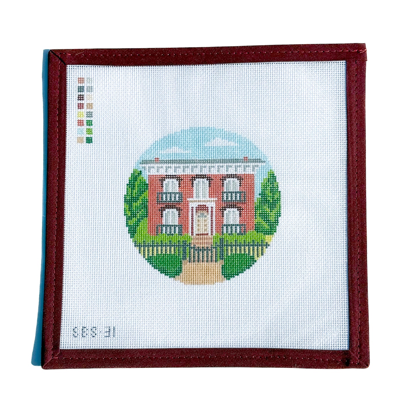 Savannah Mercer-Williams House 4” Round Needlepoint Canvas