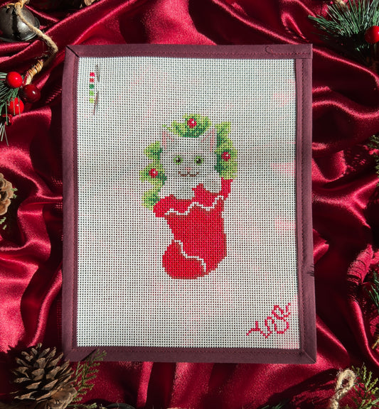 Kitten in a Stocking Needlepoint Canvas