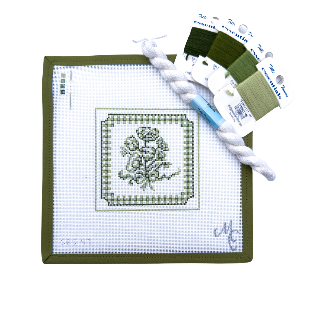 Forget-Me Knot in Meadow Green Needlepoint Canvas