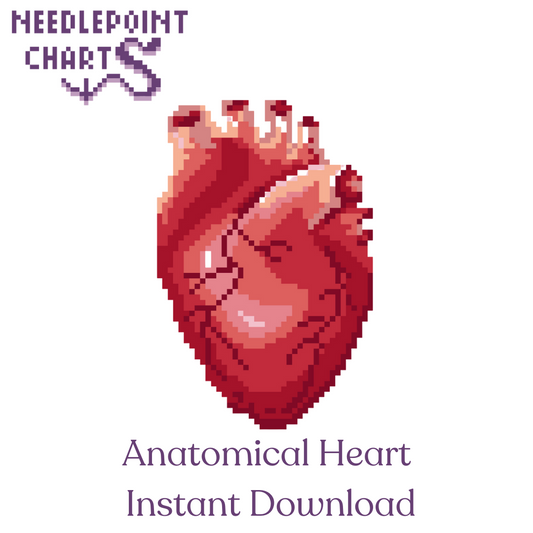 Anatomical Heart Chart for Needlepoint or Cross Stitch! - Instant Download