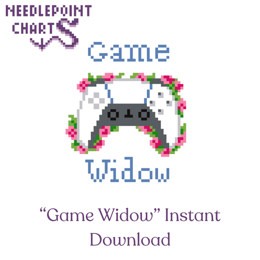 "Game Widow" Chart for 13 mesh needlepoint or 14 count cross stitch - Instant Download