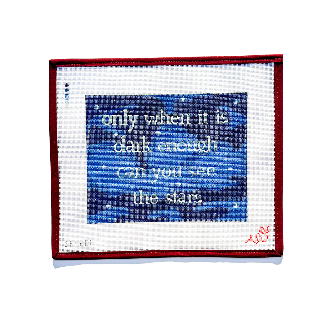 “Only When it is Dark Enough” Hand Painted Needlepoint Canvas