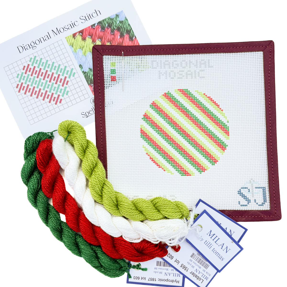 Diagonal Mosaic Stitch Needlepoint Canvas