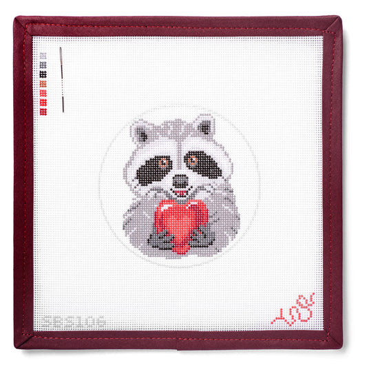 Valentine's Day Raccoon Needlepoint Canvas