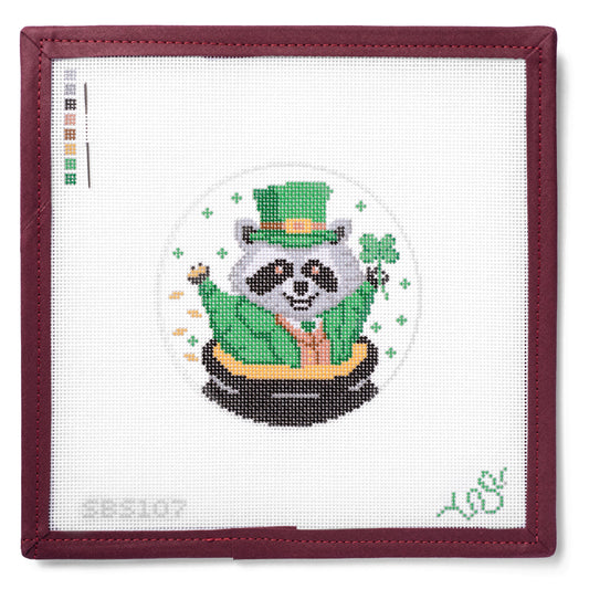 St. Patrick's Day Raccoon Needlepoint Canvas