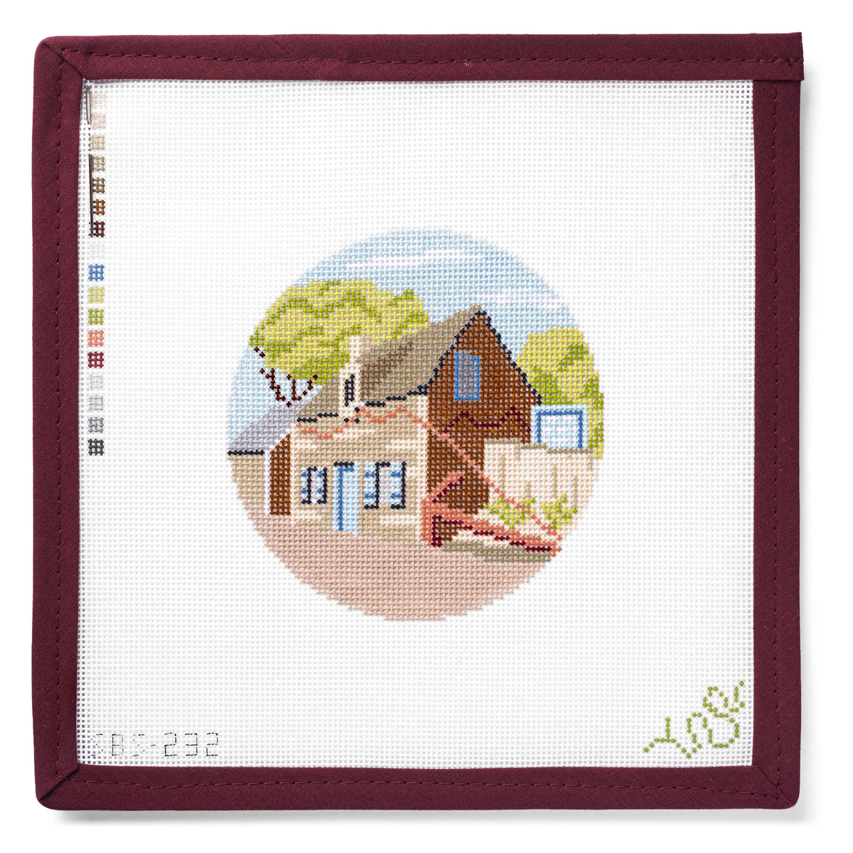 The Oldest Wooden Schoolhouse Hand Painted Needlepoint Canvas