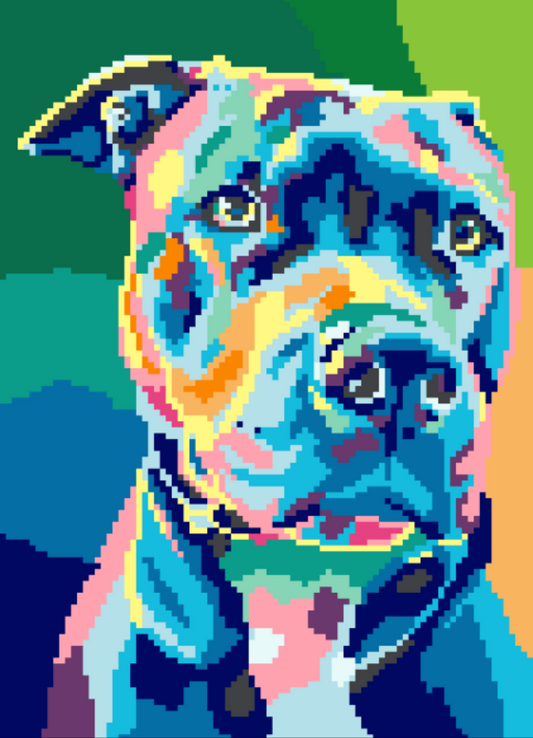 PREORDER - Pit Bull Pet Portrait Needlepoint Canvas