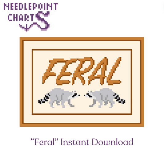 Feral Chart for Needlepoint or Cross Stitch - Instant Download