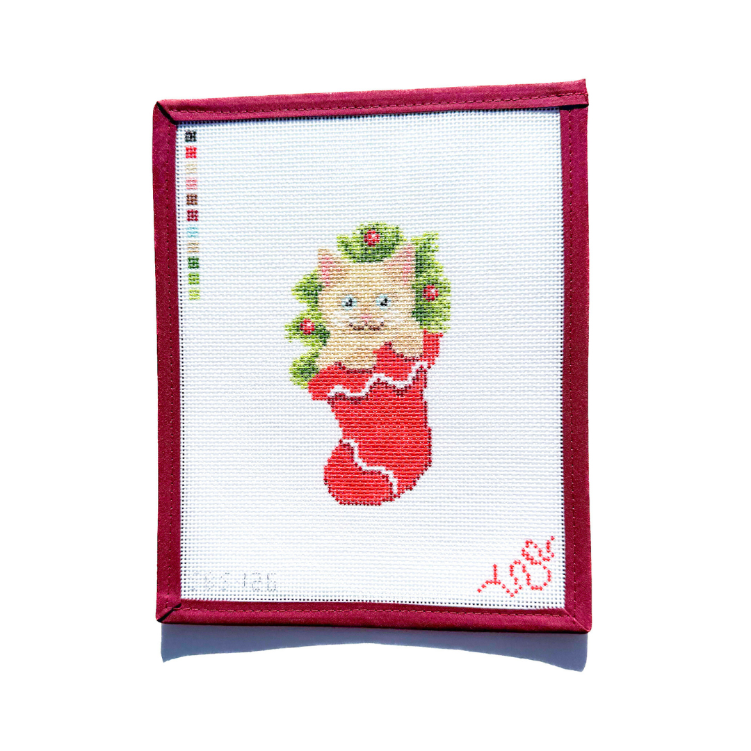 Kitten in a Stocking Needlepoint Canvas