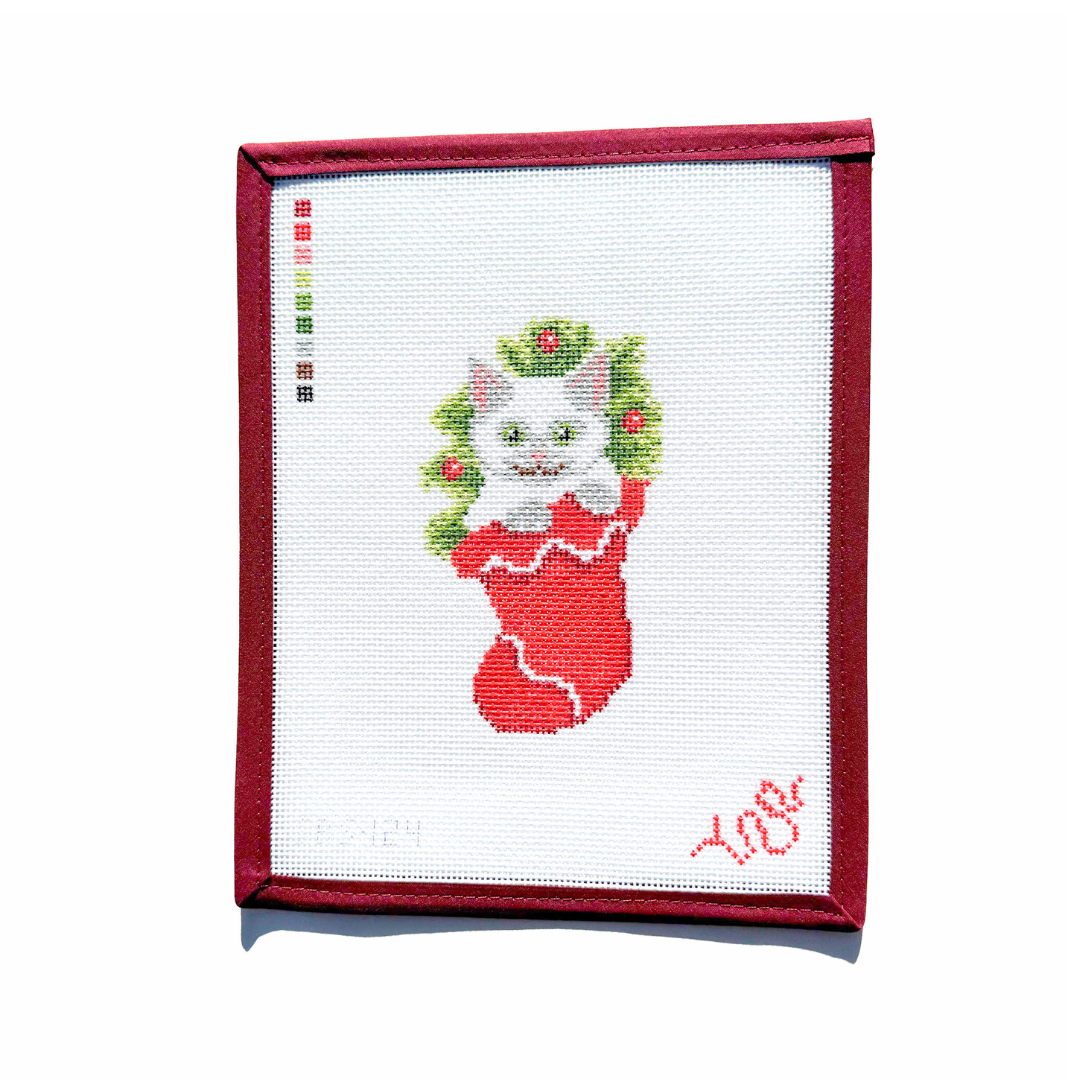 Kitten in a Stocking Needlepoint Canvas