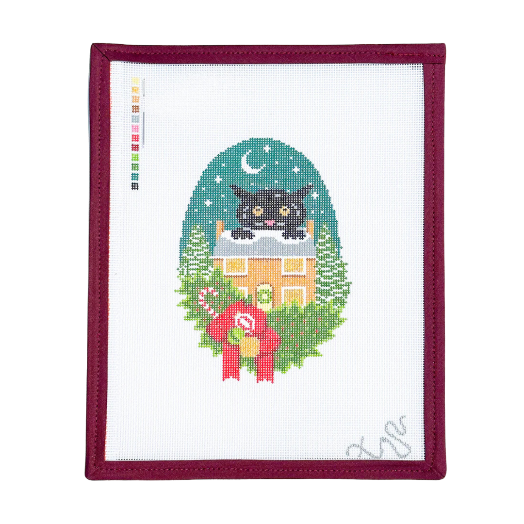 Icelandic Yule Cat Hand Painted Needlepoint Canvas