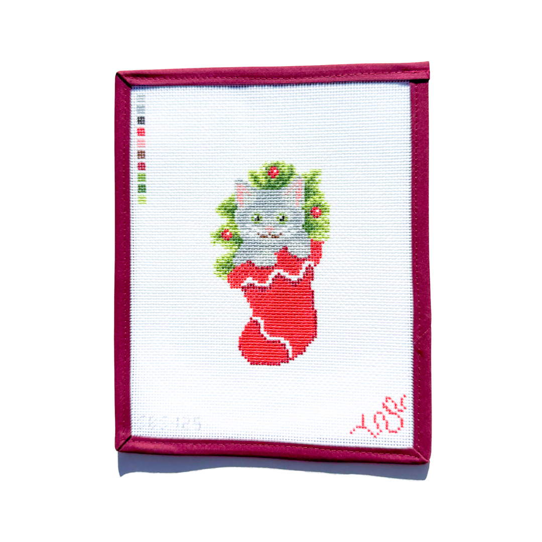 Kitten in a Stocking Needlepoint Canvas