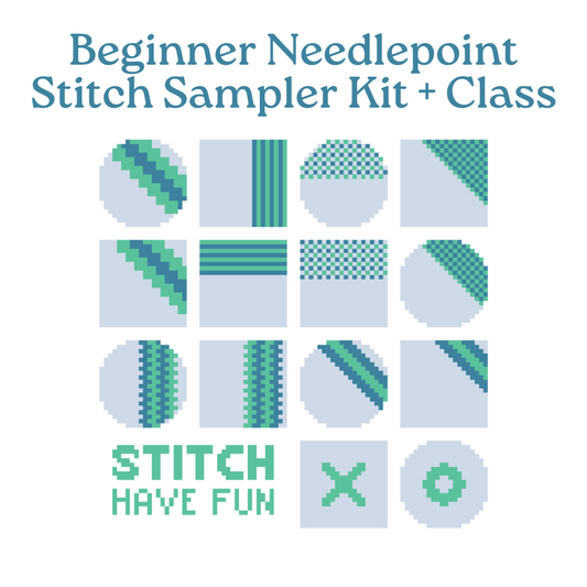 PREORDER - Beginner Needlepoint Stitch Sampler Kit + Class coming June 2024